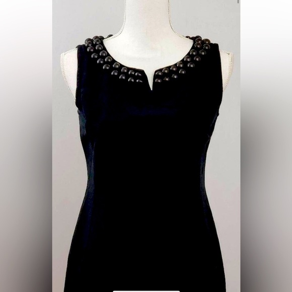 Talbots beaded black dress size 12W plus size silk blend fully lined old money - Picture 2 of 11